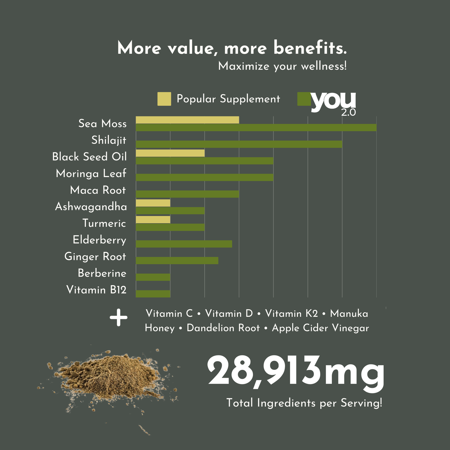 You2.0 Sea Moss Capsules Nutrient Rich Superfood with Shilajit, Ashwagandha Black Seed Turmeric Vitamin C, D, B12 Made in USA for Overall Health & Immunity Support, 90 Ct